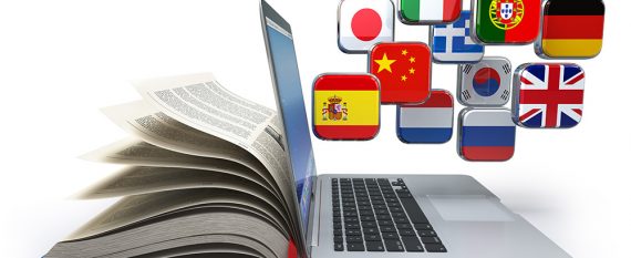 E-learning or online translator concept. Learning languages onli