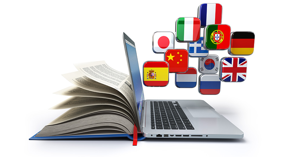 E-learning or online translator concept. Learning languages onli